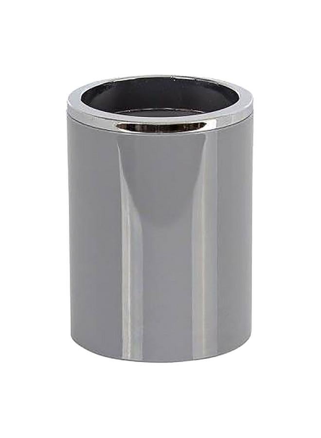 Primanova Lenox Glossy Finish Round Durable Plastic Toothbrush Holder Grey And Chrome