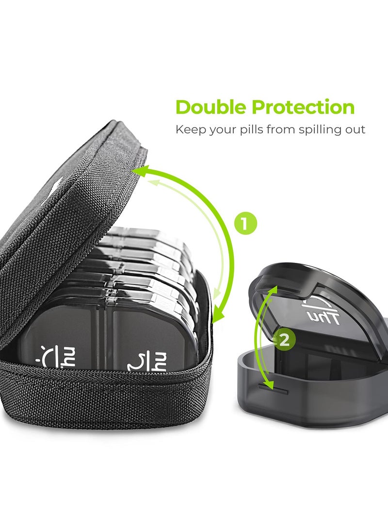 SYOSI Canvas Bag Weekly Pill Organizer 2 Times a Day, Large AM/PM Pill Box 7 Day with Portable Zipper Cloth Bag for Holding Supplements  - Image 4