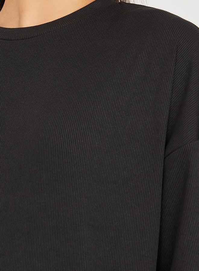 Styli Ribbed Oversized T-Shirt & Flared Trouser Co-Ord Set - Image 3