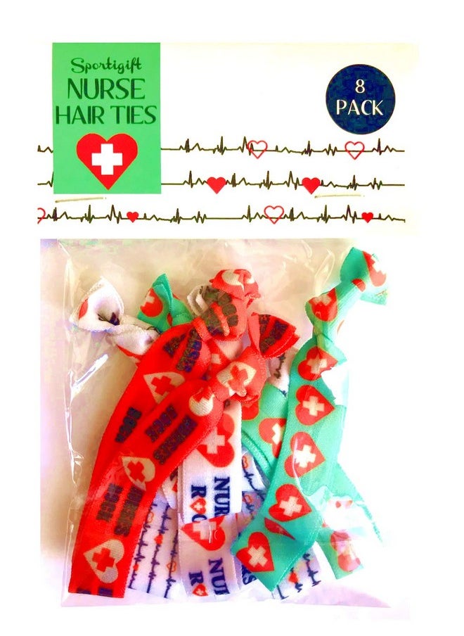 Sportigift - 8 Piece Nursing Hair Elastic Set - Great Gift - Accessories For Nurses, Women, Girls, Teachers, Nursing School Classmates, Appreciation Week, Graduation, Colleagues And Friends -Made In The Usa - Image 1