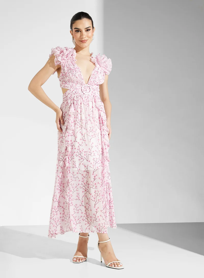 Ella Limited Edition Floral Ruffle Midi Dress