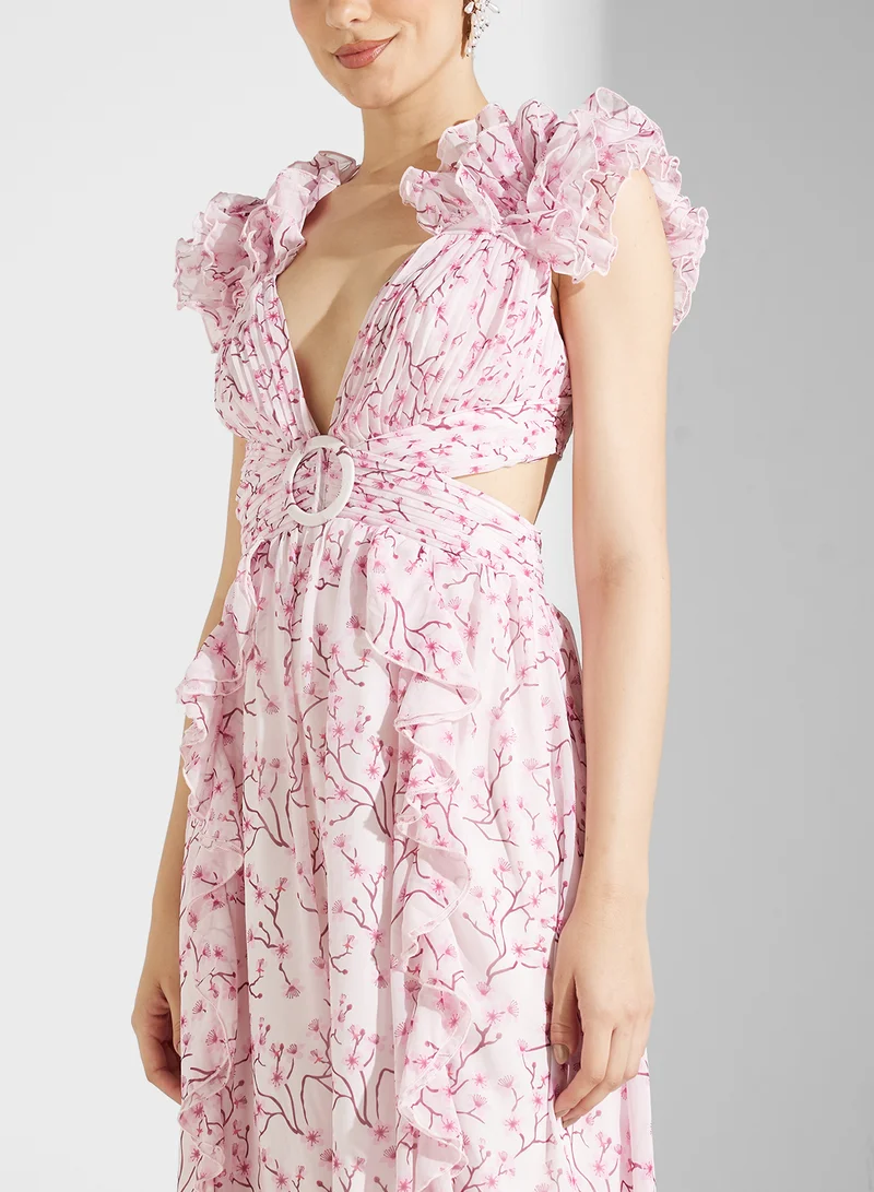 Ella Limited Edition Floral Ruffle Midi Dress