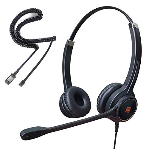 IPD IPH-255 Phone Headset with Noise Cancelling Microhone for Office and Call Center- Comapatible with Polycom VVX,Aastra,Avaya Digital, Nortel, Samsung,Mitel landline Phones - Image 1