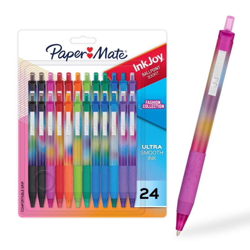 Paper Mate InkJoy 300RT Ballpoint Pens, Colorful Pens with Fashion Wraps, Retractable, Medium Point, 24 Count - Image 1