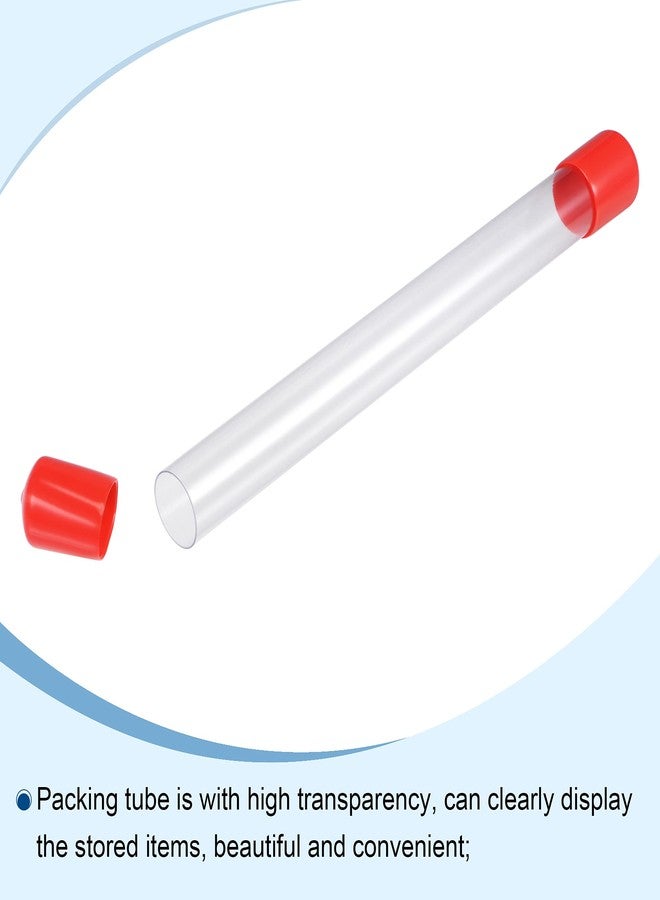 MECCANIXITY Clear Storage Tube 0.8" x 9"(20mm x 230mm) Lightweight for Bead Containers, Craft, DIY with Red Caps - Image 3