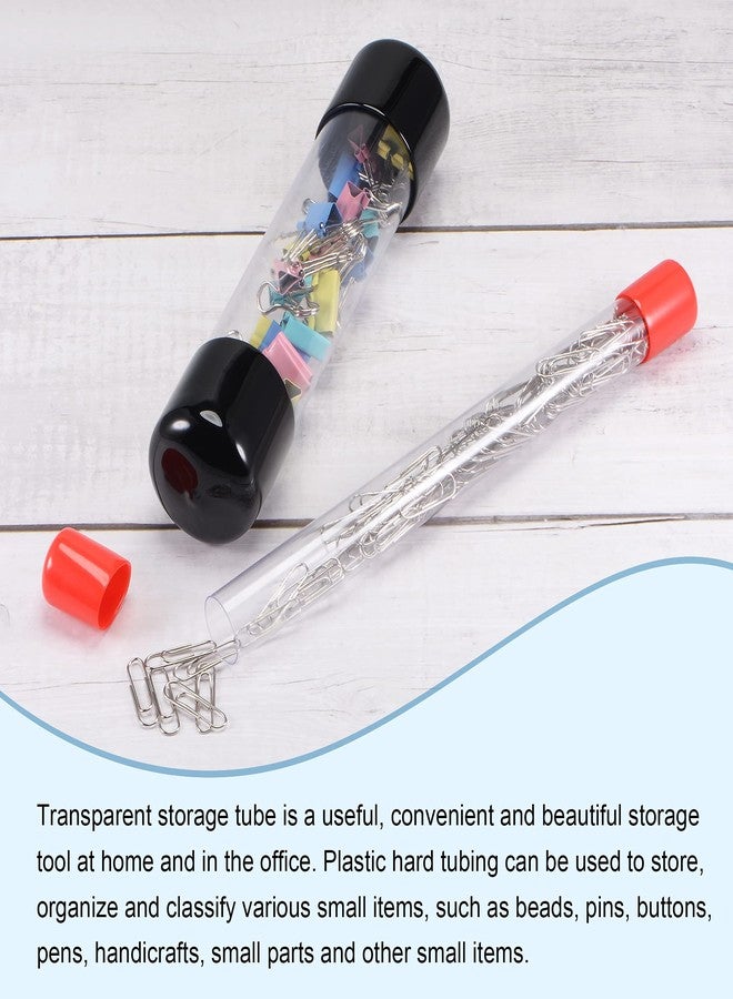 MECCANIXITY Clear Storage Tube 0.8" x 9"(20mm x 230mm) Lightweight for Bead Containers, Craft, DIY with Red Caps - Image 5