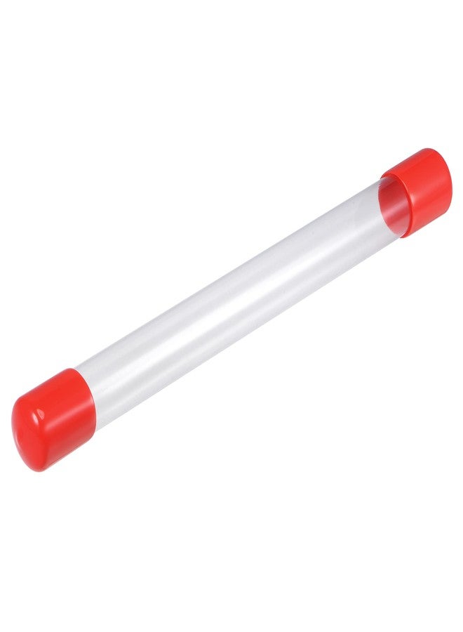 MECCANIXITY Clear Storage Tube 0.8" x 9"(20mm x 230mm) Lightweight for Bead Containers, Craft, DIY with Red Caps - Image 1