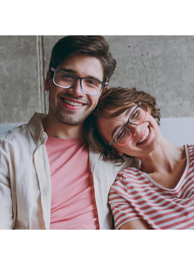 BLOEXCLU 4 Pack Progressive Multifocus Reading Glasses for Men Women TR90 Sports Style Anti-Blue Light Computer Readers (Red & Blue & Black & Transparent, 2.5, x) - Image 3
