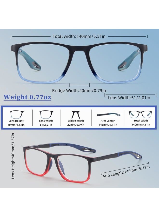BLOEXCLU 4 Pack Progressive Multifocus Reading Glasses for Men Women TR90 Sports Style Anti-Blue Light Computer Readers (Red & Blue & Black & Transparent, 2.5, x) - Image 4