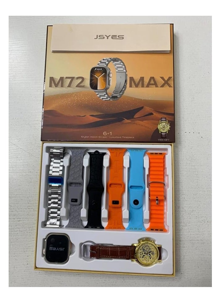 Generic - M72 Max Smart Watch Comes 2 watches  with 7 Classic Watch Bands | Call Wireless charging Touch Screen for IOS & android forand women - Image 1