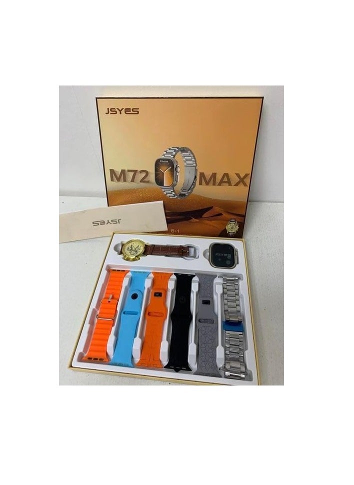 Generic - M72 Max Smart Watch Comes 2 watches  with 7 Classic Watch Bands | Call Wireless charging Touch Screen for IOS & android forand women - Image 1