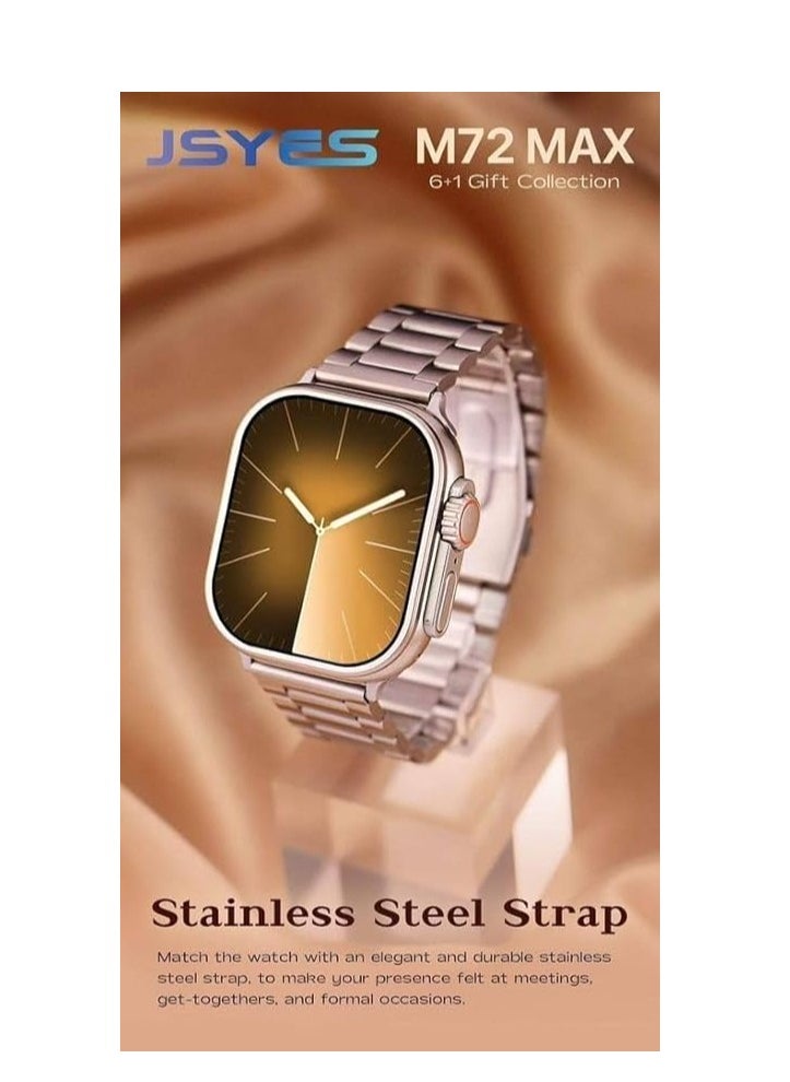 Generic - M72 Max Smart Watch Comes 2 watches  with 7 Classic Watch Bands | Call Wireless charging Touch Screen for IOS & android forand women - Image 1