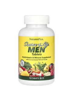 Natures Plus NaturesPlus, Source of Life Men, Multivitamin & Mineral Supplement with Concentrated Whole Foods, Iron-Free, 120 Tablets  - Image 1