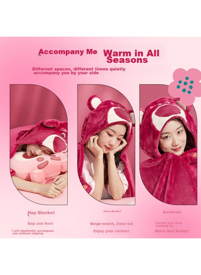 Miniso Strawberry Bear Series Casual Blanket, Fleece Blanket, Air Conditioning Quilt, Nap Blanket, Shawl, 140*90cm - Image 3