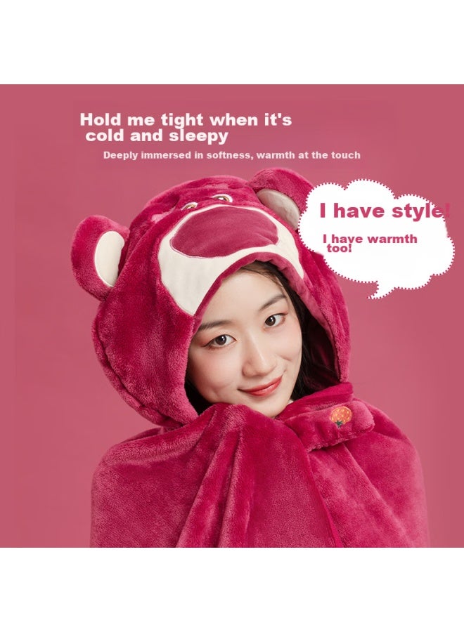 Miniso Strawberry Bear Series Casual Blanket, Fleece Blanket, Air Conditioning Quilt, Nap Blanket, Shawl, 140*90cm - Image 2