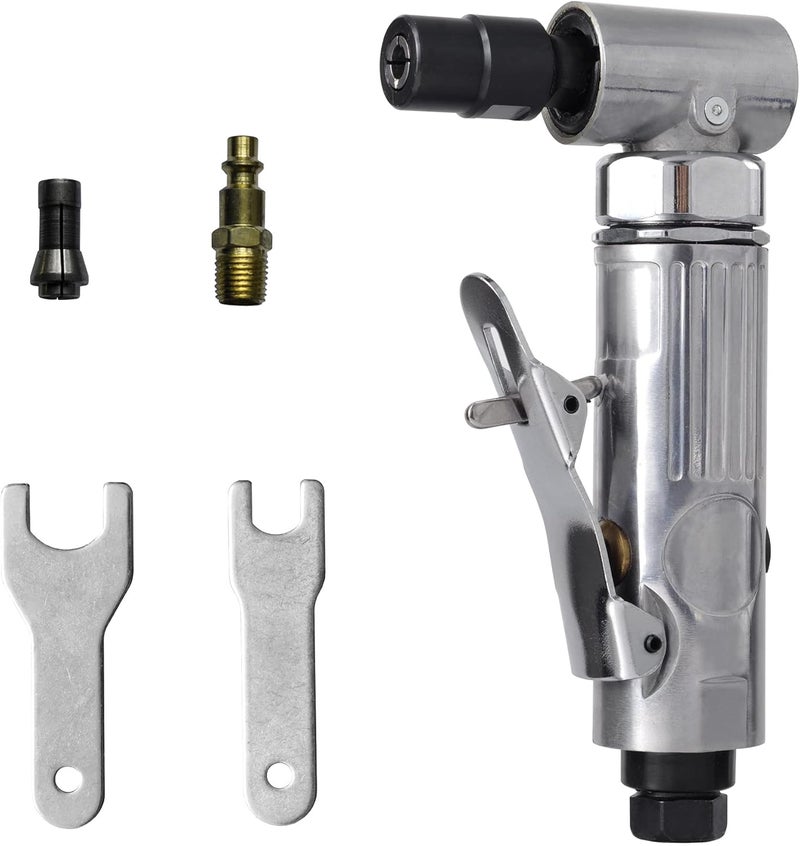 1/4-Inch Angle Air Die Grinder, 90° Angled Pneumatic Die Grinder, 20000 RPM Mini Air Grinder, Compact Polished Color Pneumatic Grinder for Grinding, Cutting & Polishing