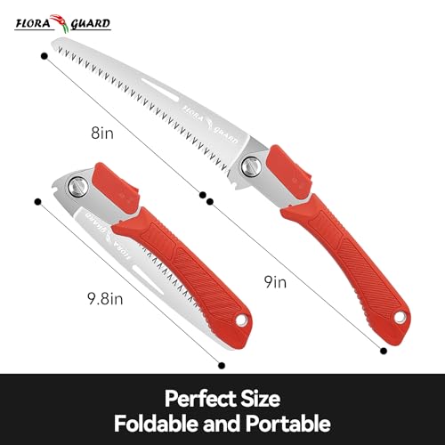 Flora Guard 8-Inch Folding Saw, Hand Saw for Tree Trimming, with Triple-Cut Razor Teeth for Wood Cutting, Tree Trimming, Gardening, Professional Camping Survival Tools - Image 2
