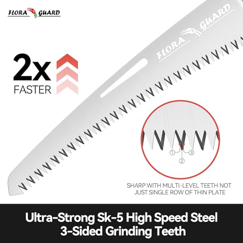Flora Guard 8-Inch Folding Saw, Hand Saw for Tree Trimming, with Triple-Cut Razor Teeth for Wood Cutting, Tree Trimming, Gardening, Professional Camping Survival Tools - Image 3