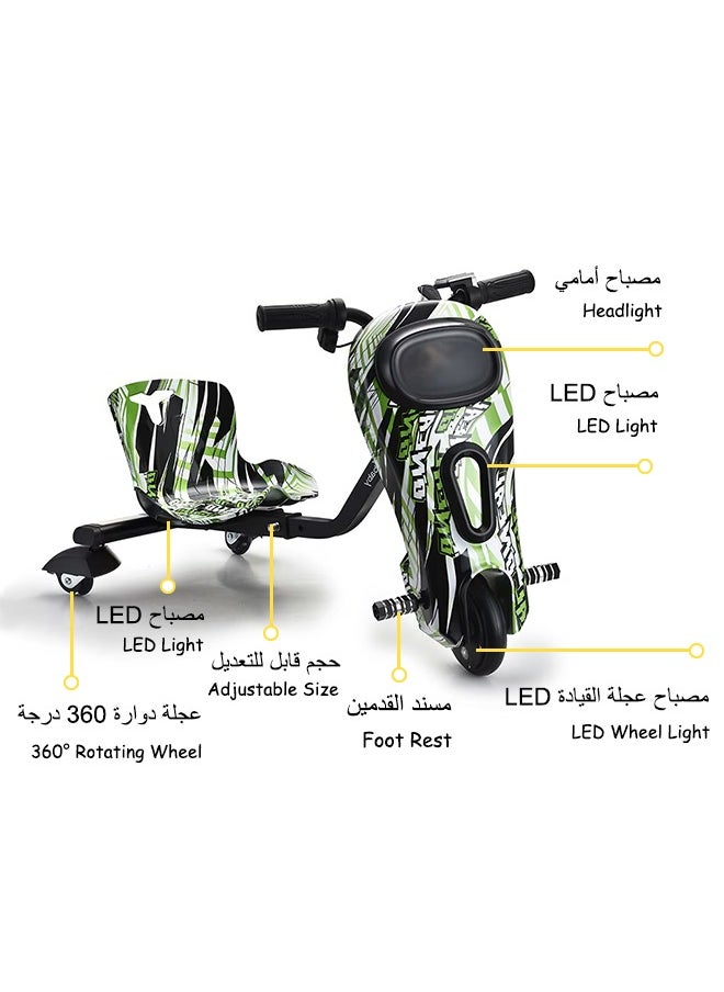 Arabest 36V 360° Bluetooth Drift Scooter for Kids & Teens - Mini Electric Drifting Scooter with Adjustable Speed & Safety Protective Gear | High-Power Off-Road Toy  - Image 3