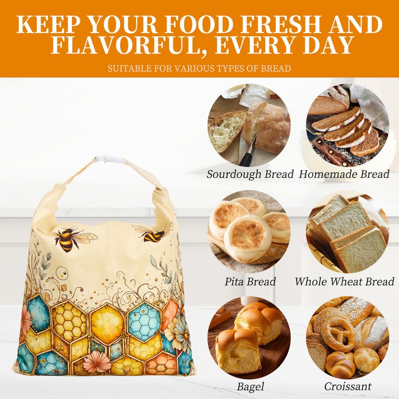 Ronxzas Beeswax Bread Bags for Homemade Sourdough, 2 Pack Reusable Natural Cotton Large Bees Wax Bag Food Storage Bags to Keep Fresh - Image 4