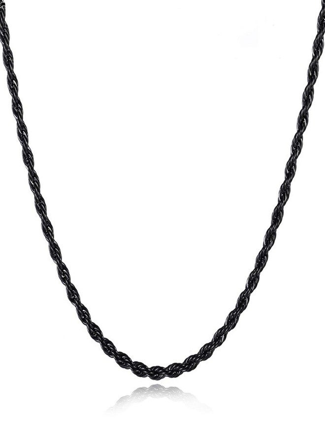 ZIVOM® Black Rope 316L Surgical Stainless Steel 24" Necklace Chain For Men Women Boys Girls - Image 1