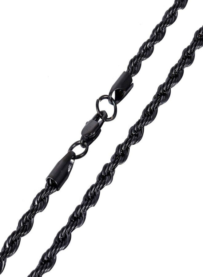 ZIVOM® Black Rope 316L Surgical Stainless Steel 24" Necklace Chain For Men Women Boys Girls - Image 2