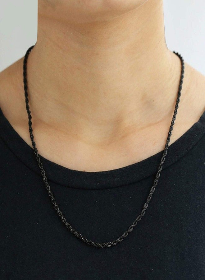 ZIVOM® Black Rope 316L Surgical Stainless Steel 24" Necklace Chain For Men Women Boys Girls - Image 3