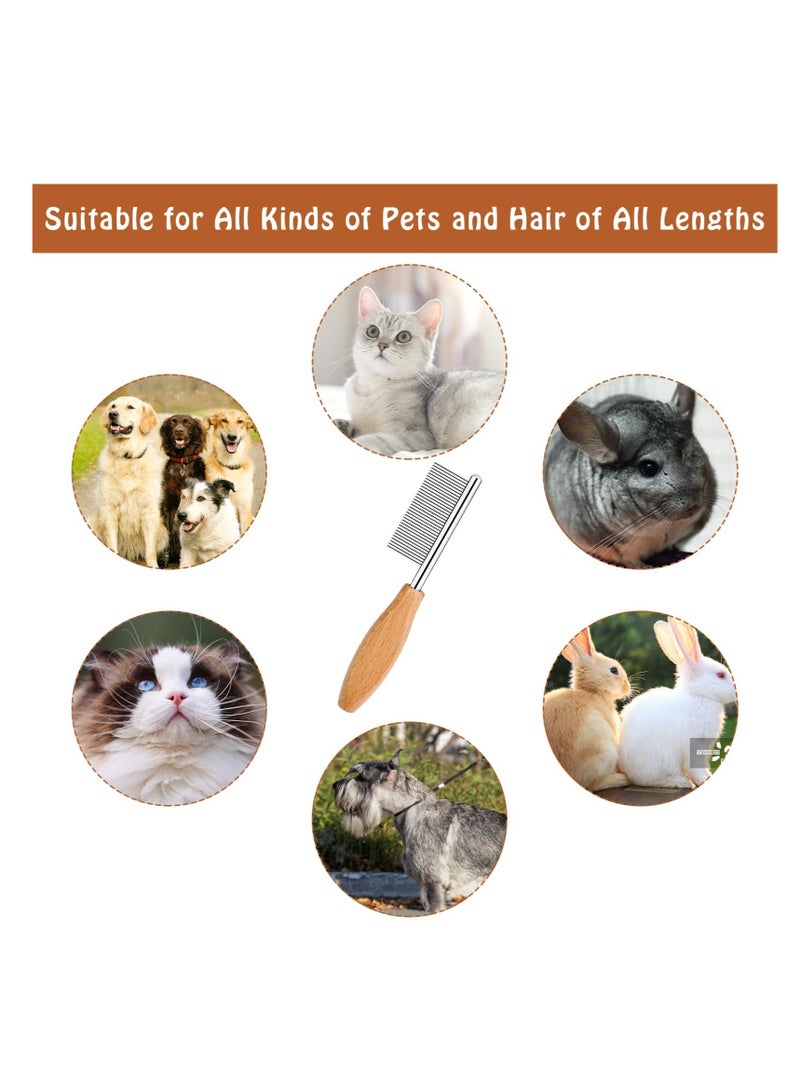 Excefore Pet Comb, 4 Pcs 4 In Cat Dog Grooming Comb, with Wooden Handle, Metal Pocket Pet Face and Feet Comb Stainless Steel Tooth, for Removing Tangles and Knots - Image 5