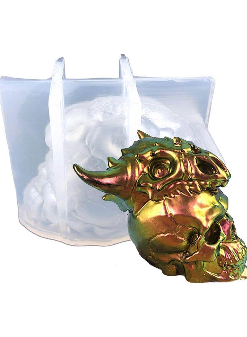 GGOOT 3D Cow Skull Mold - Silicone Molds for Epoxy Resin - Halloween 3D Horror Cow Head On Skull Design Scary DIYMold for Home Art Decor, Cabinets Gifts, Wall Door  - Image 1