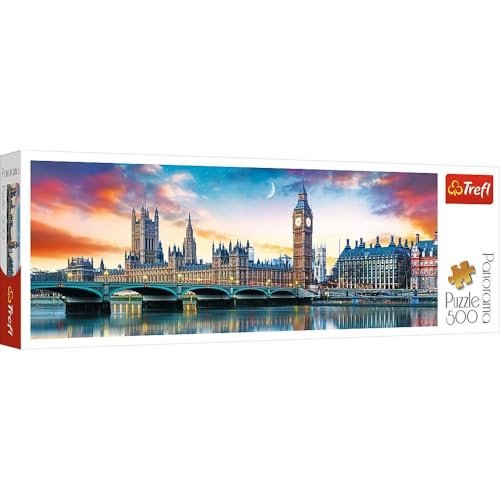 Trefl Panorama Big Ben and Palace of Westminster, London 500 Piece Jigsaw Puzzle Red 26"x9" Print, DIY Puzzle, Creative Fun, Classic Puzzle for Adults and Children from 10 Years Old - Image 4