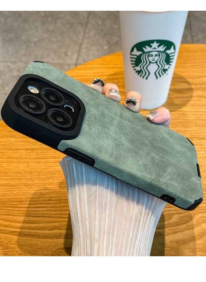 جومو ستور غطاء فاخر من جلد PU لهاتف iPhone 15 Pro Max – غطاء واقٍ بملمس جلد الحمل مقاوم للصدمات للرجال والنساء، مع حماية للعدسة، نحيف ومتين، مقاوم للخدوش والصدمات - Image 3