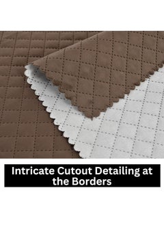HOMADORN HOMADORN Premium Velvet Quilted Set of Bed Runner 16 x 96 inches and 2 Cushion Covers 16 x 16 inches Combo Set Brown  - Image 2