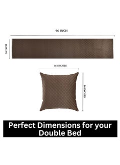 HOMADORN HOMADORN Premium Velvet Quilted Set of Bed Runner 16 x 96 inches and 2 Cushion Covers 16 x 16 inches Combo Set Brown  - Image 5
