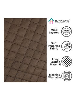 HOMADORN HOMADORN Premium Velvet Quilted Set of Bed Runner 16 x 96 inches and 2 Cushion Covers 16 x 16 inches Combo Set Brown  - Image 4
