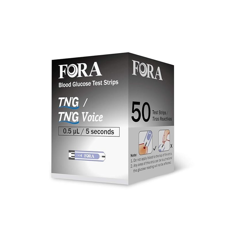 FORATNG Voice Blood Glucose Strips 50 countvial NOT compatible with FORA 6 ConnectTest NGO Advance Voice Meter 1