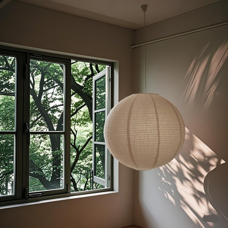 oetmilc Large Hanging Lamp shade 20INCH Round Linen Pendant Lamp shade Can replace paper lanterns Hanging Lantern Handmade Minimalist Decorations Suitable for Living room, Hallway Bedroom, and kitchen - Image 4