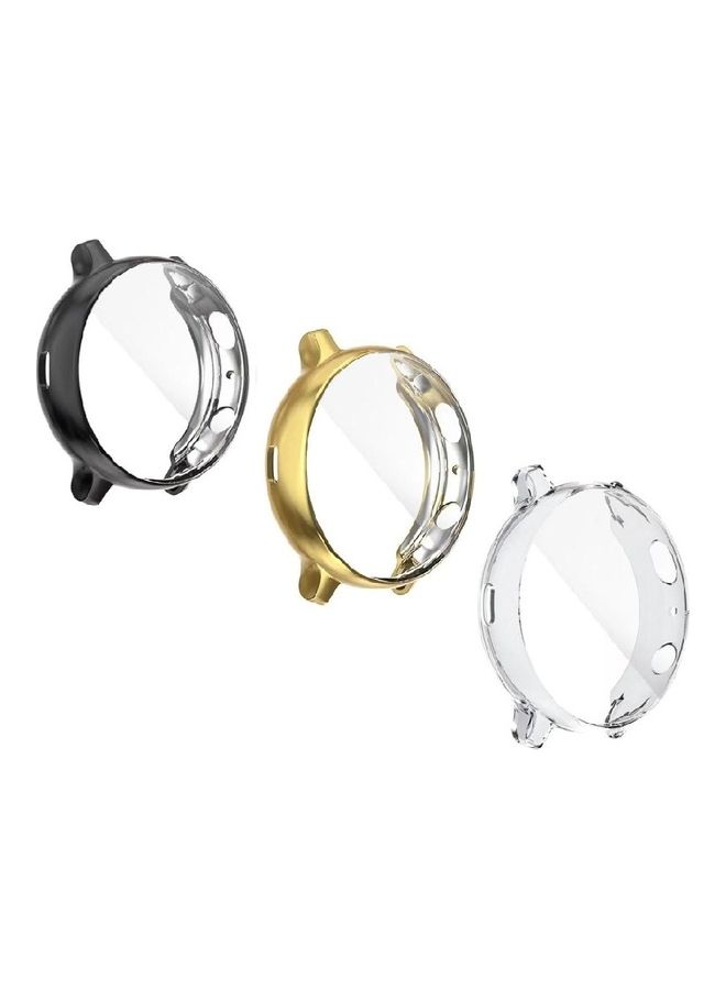 NIBEMINENT 3-Pack Protective Bumper TPU Case for Samsung Galaxy Watch Active/2 44mm Black/Gold/Clear - Image 1