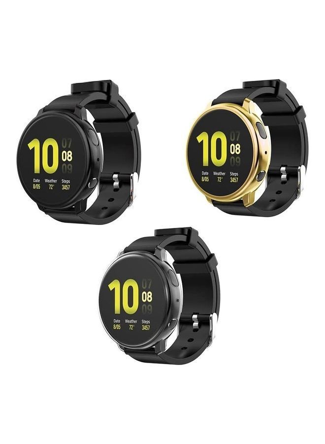 NIBEMINENT 3-Pack Protective Bumper TPU Case for Samsung Galaxy Watch Active/2 44mm Black/Gold/Clear - Image 2