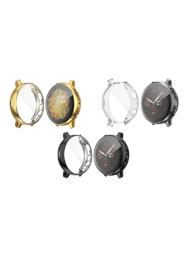 NIBEMINENT 3-Pack Protective Bumper TPU Case for Samsung Galaxy Watch Active/2 44mm Black/Gold/Clear - Image 3
