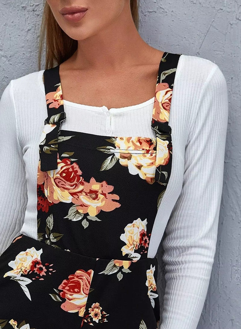 Floral Print Overall Romper  - Image 3