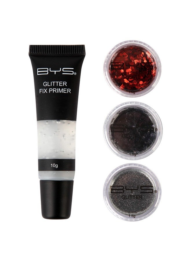 BYS Glitter Face And Body Kit Rebel Instant Sparkle Three Pots Assorted Glitters Experiment Different Textures And Dimensions Glitter Fix Primer To Set And Hold In Place - Image 1