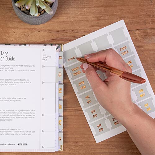 DiverseBee Gold Foil Planner Monthly Tabs, 24 Peel and Stick Laminated Tabs for Notebooks (12 Month and 4 Blank), Calendar Stickers for Planners, Dividers (Jade) - Image 4