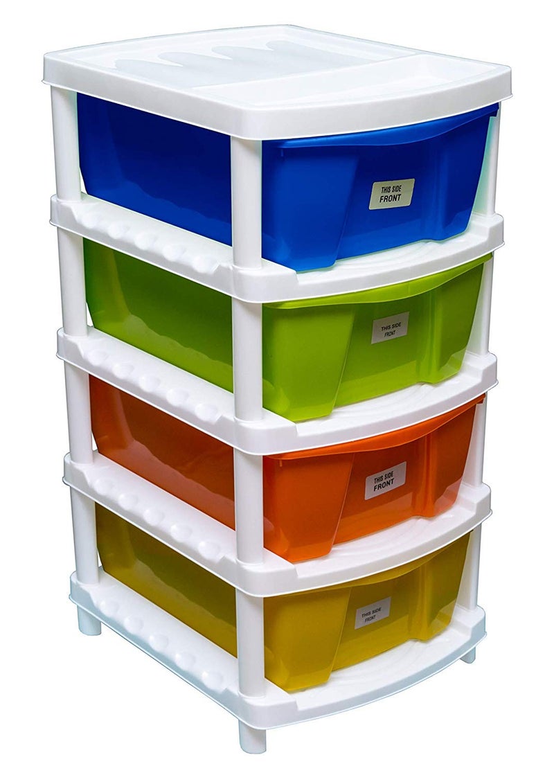 Veer Veer Multipurpose Plastic Container Rack Set for Home Office and Kitchen Modular Multicolor 4 Drawer System Chest Storage Organizer Large  - Image 4