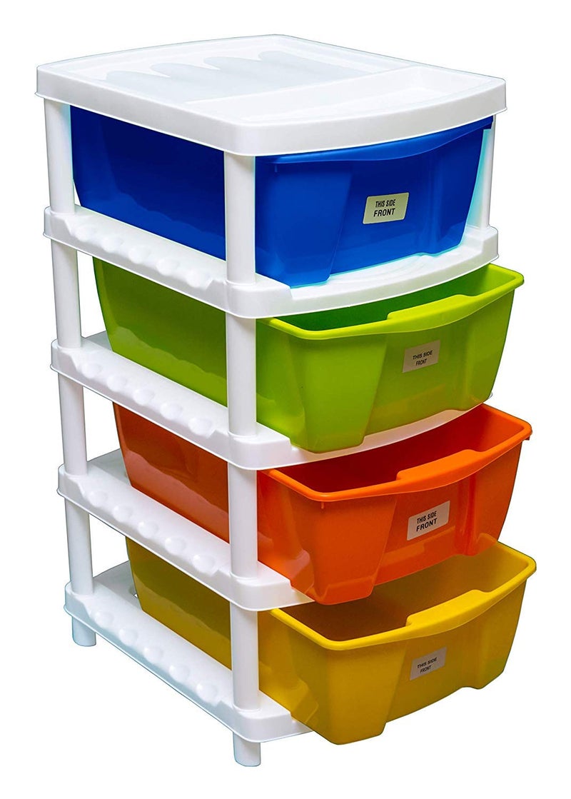 Veer Veer Multipurpose Plastic Container Rack Set for Home Office and Kitchen Modular Multicolor 4 Drawer System Chest Storage Organizer Large  - Image 1
