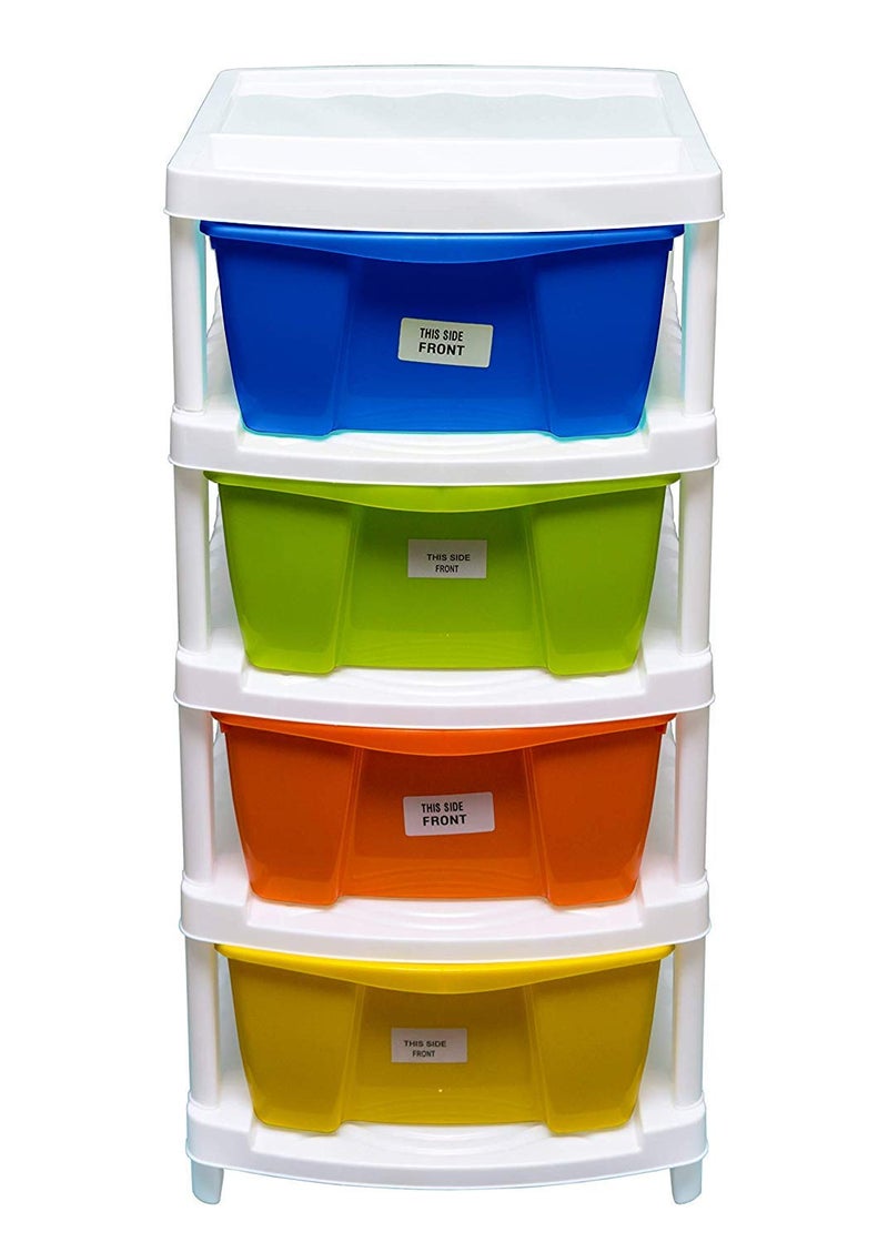 Veer Veer Multipurpose Plastic Container Rack Set for Home Office and Kitchen Modular Multicolor 4 Drawer System Chest Storage Organizer Large  - Image 3