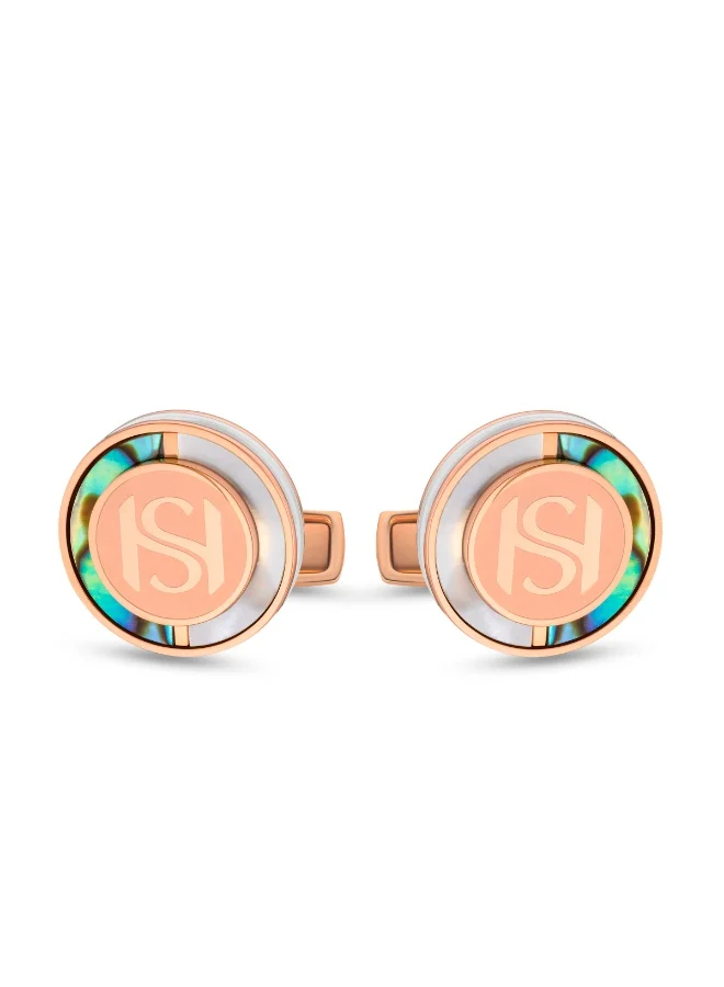 سانت هونور Mother Of Pearl Rose Gold with White Inlay Cufflinks for Men's