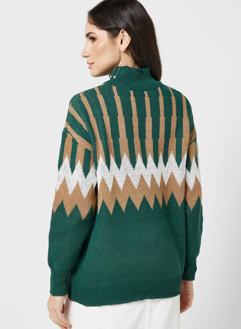 ELLA Turtleneck Printed Sweater