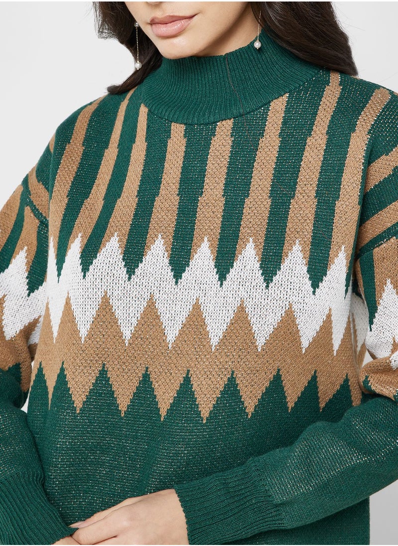 ELLA - Turtleneck Printed Sweater - Image 1