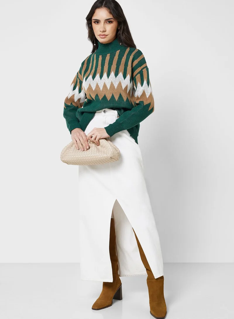 ELLA Turtleneck Printed Sweater
