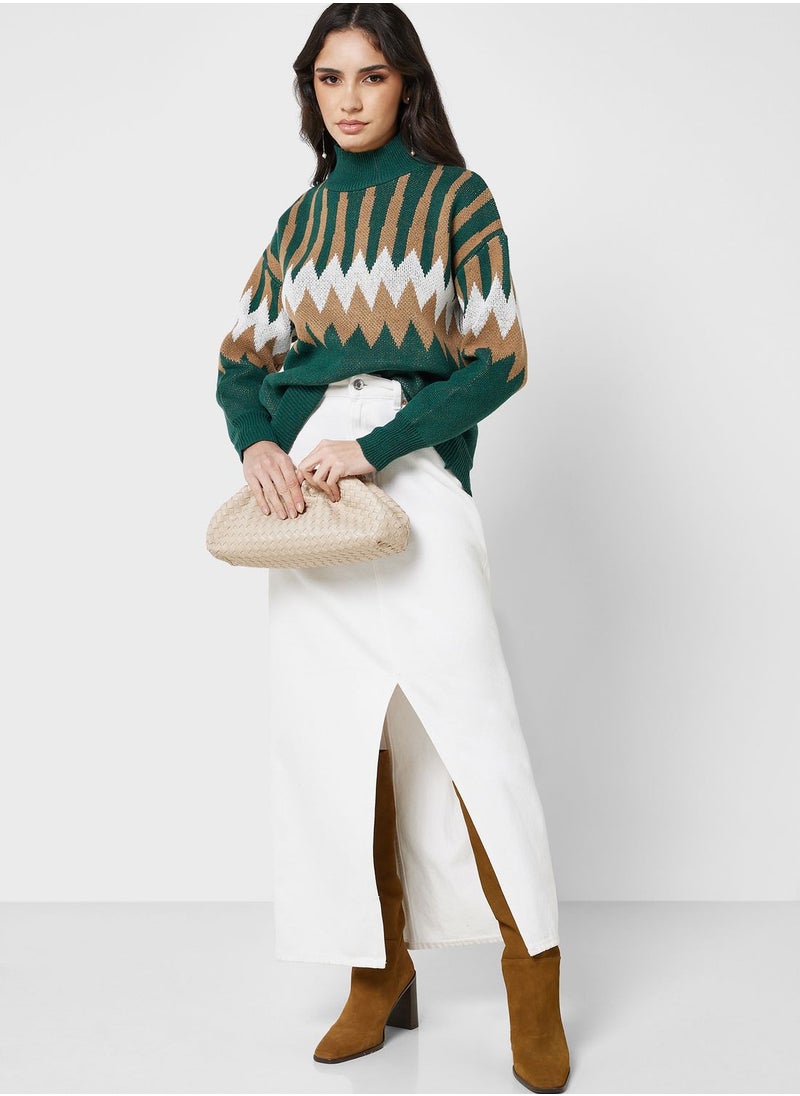 ELLA - Turtleneck Printed Sweater - Image 1